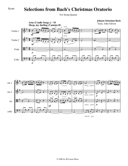 Bach Christmas Oratorio Selections String Quartet Page 2