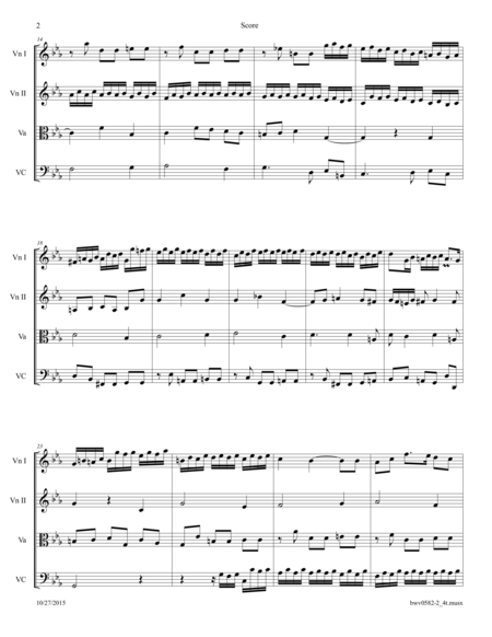 Bach Fugue In C Bwv 582 Transcribed For String Quartet Page 2