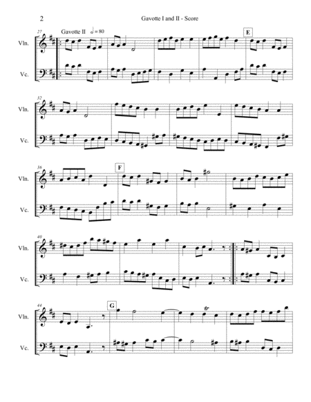Bach Gavotte One And Two For Violin Cello Page 2