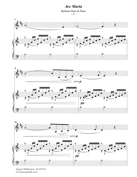 Bach Gounod Ave Maria For Baritone Horn Piano Page 2