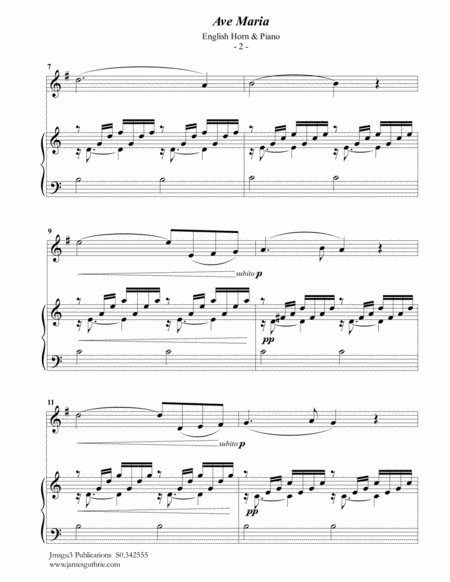 Bach Gounod Ave Maria For English Horn Piano Page 2