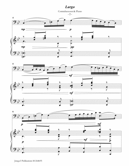 Bach Largo From Concerto Bwv 1056 For Contrabassoon Piano Page 2
