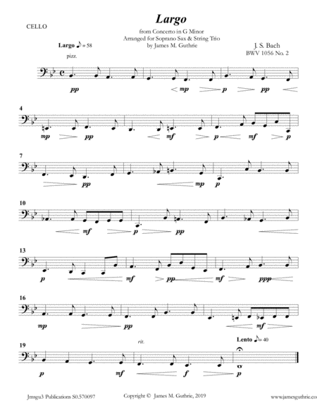 Bach Largo From Concerto Bwv 1056 For Soprano Sax String Trio Page 2