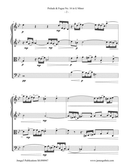 Bach Prelude Fugue No 16 In G Minor Bwv 885 For String Quartet Page 2