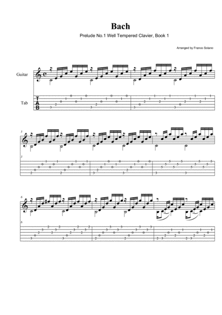 Bach Prelude No 1 Well Tempered Clavier Book 1 For Guitar Page 2