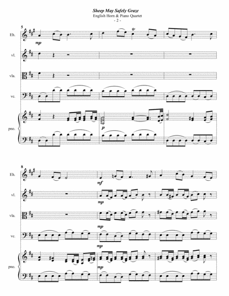 Bach Sheep May Safely Graze For English Horn Piano Quartet Page 2