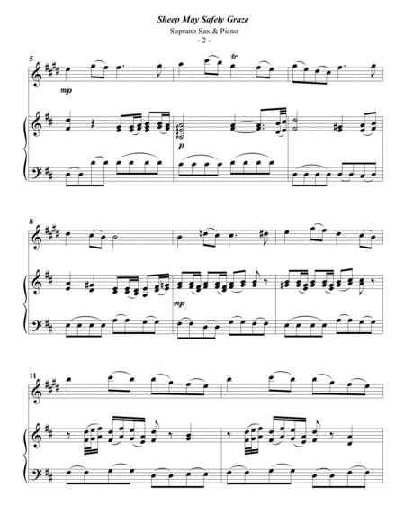 Bach Sheep May Safely Graze For Soprano Sax Piano Page 2