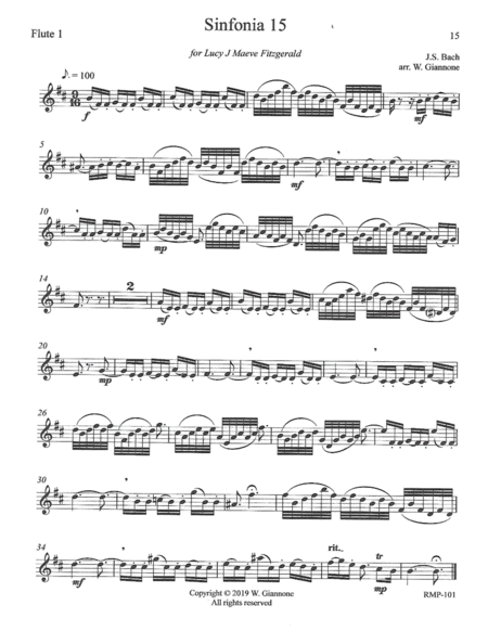 Bach Three Part Invention 15 For 3 Flutes Page 2