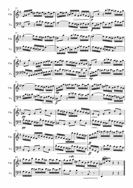 Bach Toccata Fugue In E Minor Bvw855 String Duo Violin Cello Page 2