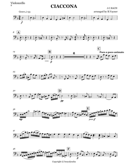 Bach Vayner Chaconne For String Quartet Cello Page 2