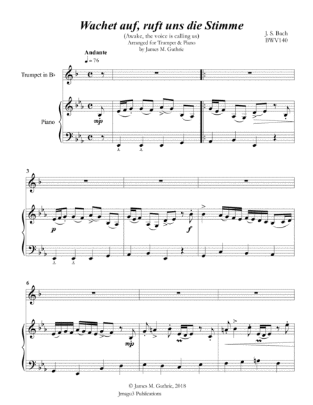 Bach Wachet Auf For Trumpet Piano Page 2
