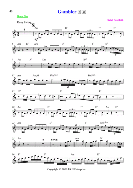 Background For Gambler For Tenor Sax Page 2
