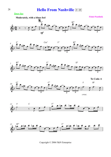 Background For Hello From Nashville For Tenor Sax Page 2