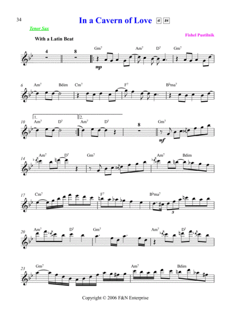 Background For In A Cavern Of Love For Tenor Sax Page 2