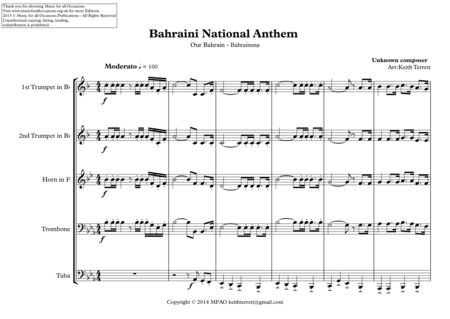 Bahraini National Anthem For Brass Quintet Bahrainona Page 2