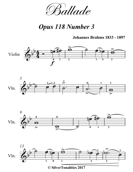 Ballade Opus 118 Number 3 Easy Violin Sheet Music Page 2