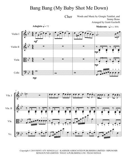 Bang Bang My Baby Shot Me Down String Quartet Page 2