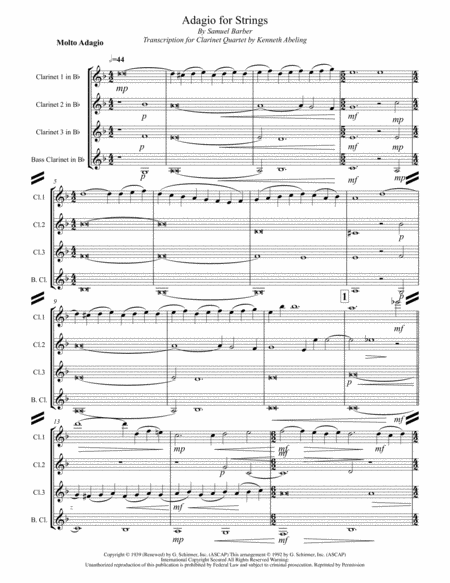 Barber Adagio For Strings For Clarinet Quartet Page 2