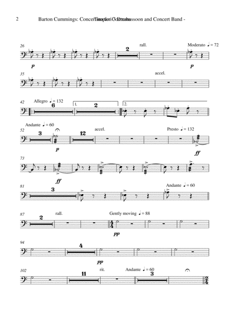 Barton Cummings Concertino For Contrabassoon And Concert Band Timpani Part Page 2