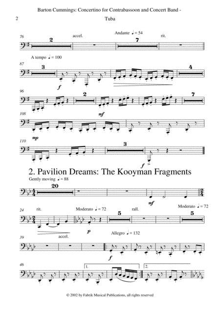 Barton Cummings Concertino For Contrabassoon And Concert Band Tuba Part Page 2