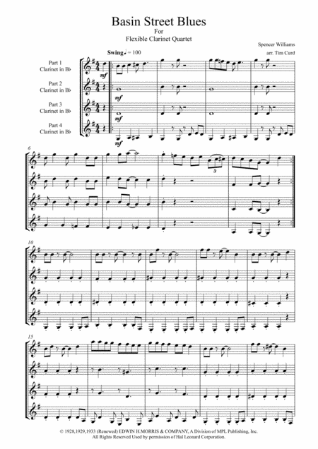 Basin Street Blues For Flexible Clarinet Quartet Page 2