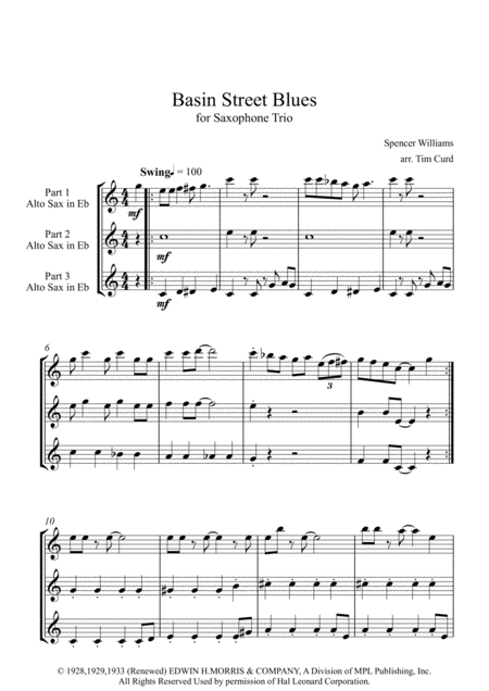 Basin Street Blues For Saxophone Trio Page 2