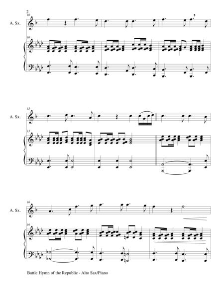 Battle Hymn Of The Republic Duet Alto Sax And Piano Score And Parts Page 2