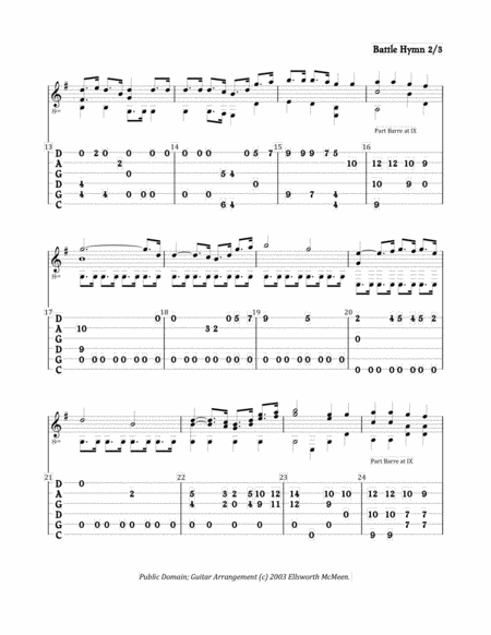 Battle Hymn Of The Republic For Fingerstyle Guitar Tuned Cgdgad Page 2