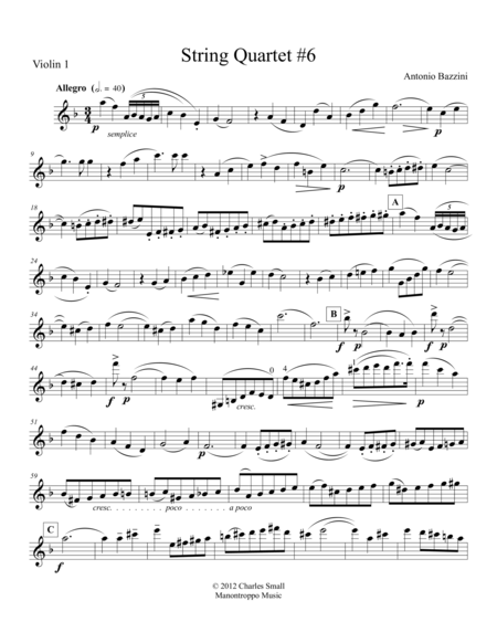 Bazzini Antonio String Quartet 6 F Major Page 2