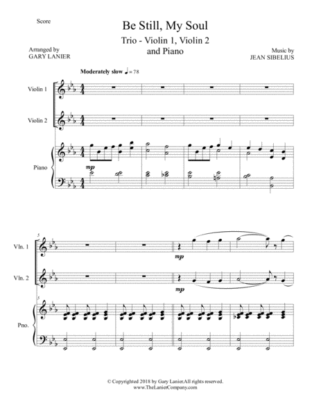 Be Still My Soul Trio Violin 1 Violin 2 Piano With Score Parts Page 2