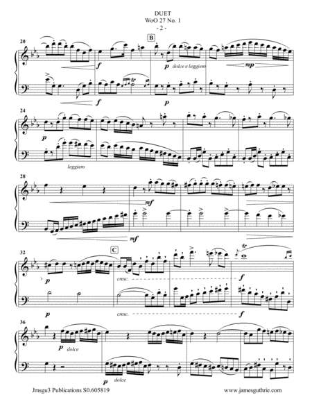 Beethoven Duet Woo 27 No 1 For Oboe D Amore Cello Page 2