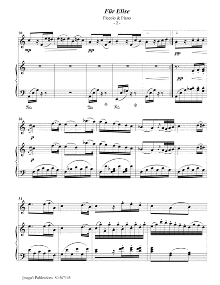 Beethoven Fr Elise For Piccolo Piano Page 2