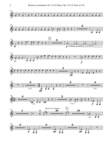 Beethoven Symphony No 9 Movement Ii Horn In F 2 Transposed Part Op 125 Page 2