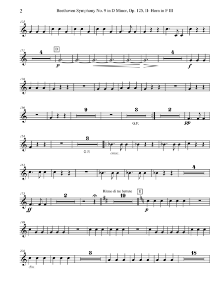 Beethoven Symphony No 9 Movement Ii Horn In F 3 Transposed Part Op 125 Page 2