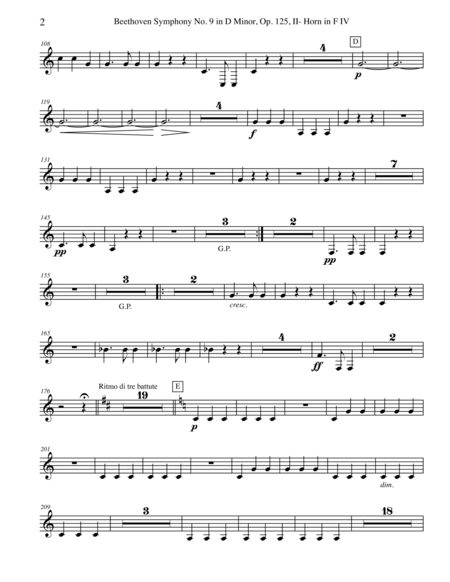 Beethoven Symphony No 9 Movement Ii Horn In F 4 Transposed Part Op 125 Page 2