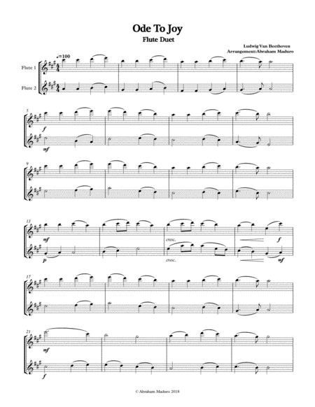 Beethovens Ode To Joy Flute Duet Three Tonalities Included Page 2