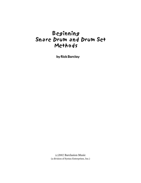 Beginning Snare Drum And Drum Set Methods Page 2