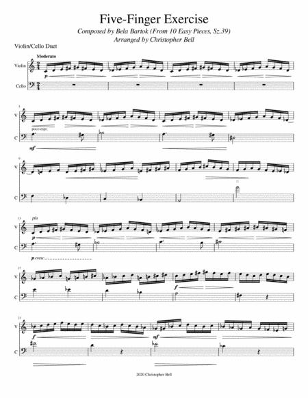 Bela Bartok Five Finger Exercise From 10 Easy Pieces Violin Cello Duet Page 2