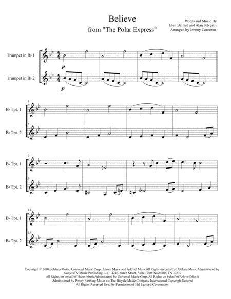 Believe For Two Trumpets Page 2