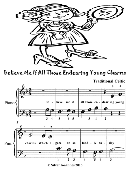 Believe Me If All Those Endearing Young Charms Beginner Piano Sheet Music Tadpole Edition Page 2