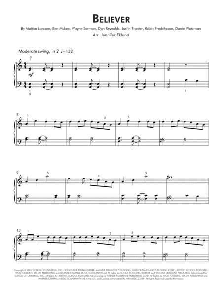 Believer Easy Piano Page 2