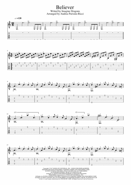 Believer Imagine Dragons Fingerstyle Solo Guitar Tab Page 2