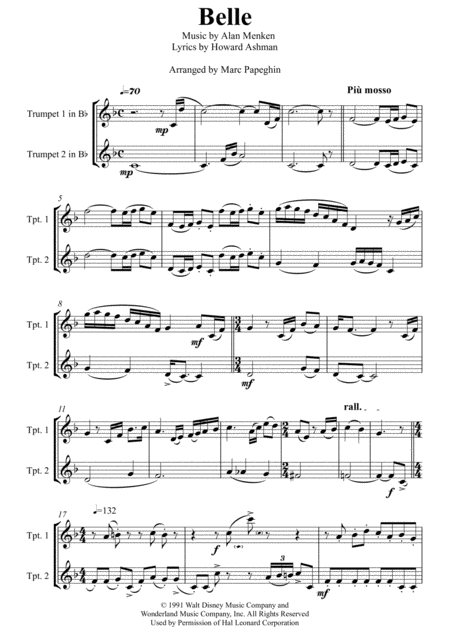 Belle From Beauty And The Beast Trumpet Duet Page 2