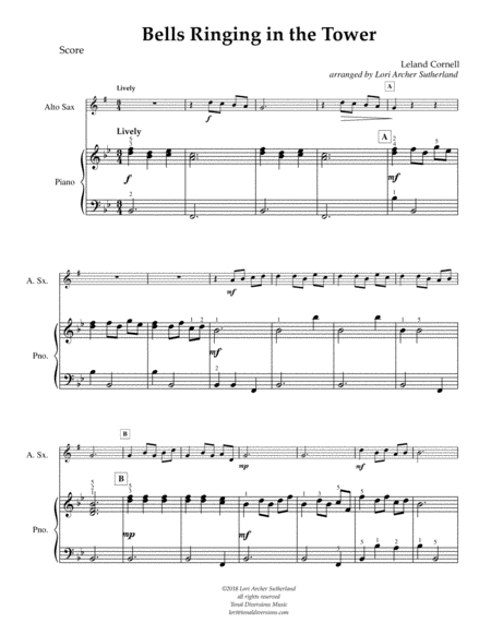 Bells Ringing In The Tower For Beginner Alto Sax Piano Page 2