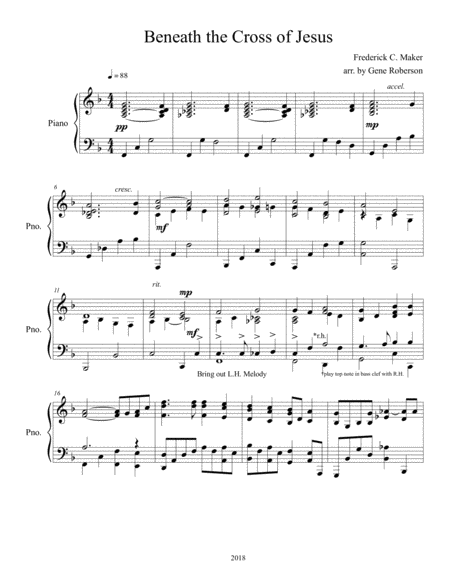 Beneath The Cross Of Jesus Piano Solo Advanced Page 2