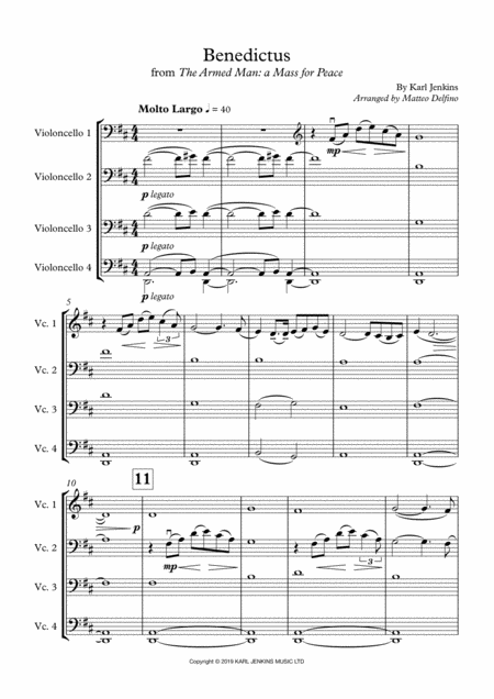 Benedictus From The Armed Man For Cello Quartet Page 2