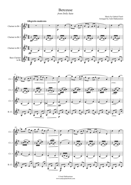 Berceuse From Dolly Suite Op 56 Clarinet Quartet Page 2