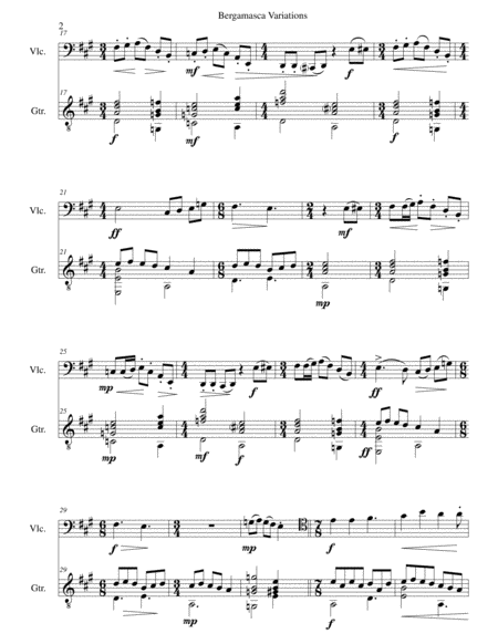 Bergamasca Variations For Cello And Guitar 2nd Version Page 2