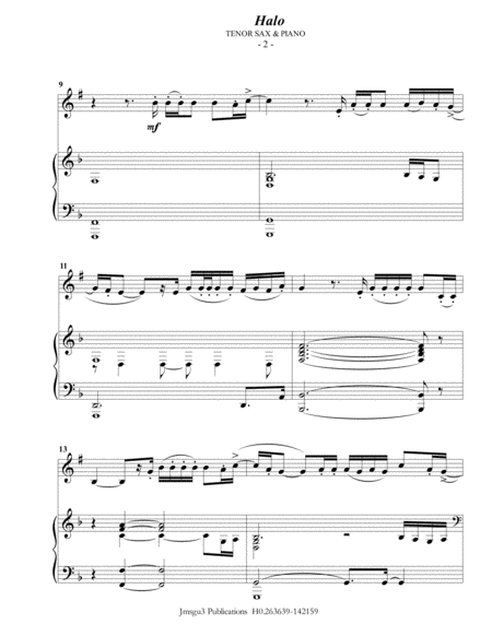 Beyonce Halo For Tenor Sax Piano Page 2