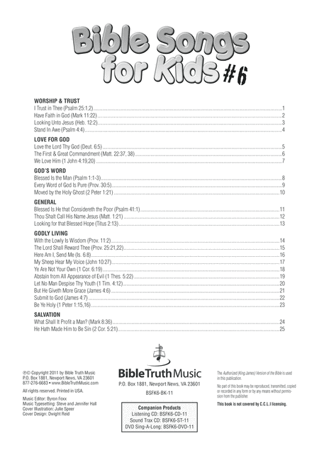 Bible Songs For Kids Songbook Volume 6 Page 2